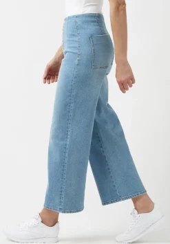 Adela Women's High Rise Cropped Jeans with Buttoned Fly, Medium Blue - BL15874
