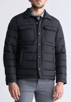 Aiden Men's Quilted Button-Front Jacket, Black - OBMFJ001