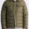 Aiden Men's Quilted Button-Front Jacket, Green - OBMFJ001