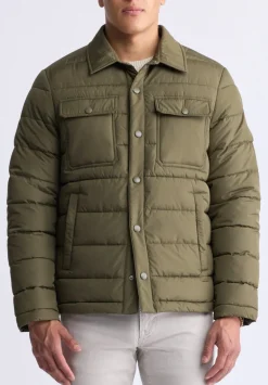 Aiden Men's Quilted Button-Front Jacket, Green - OBMFJ001