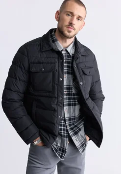Aiden Men's Quilted Button-Front Jacket, Black - OBMFJ001