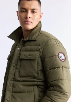 Aiden Men's Quilted Button-Front Jacket, Green - OBMFJ001