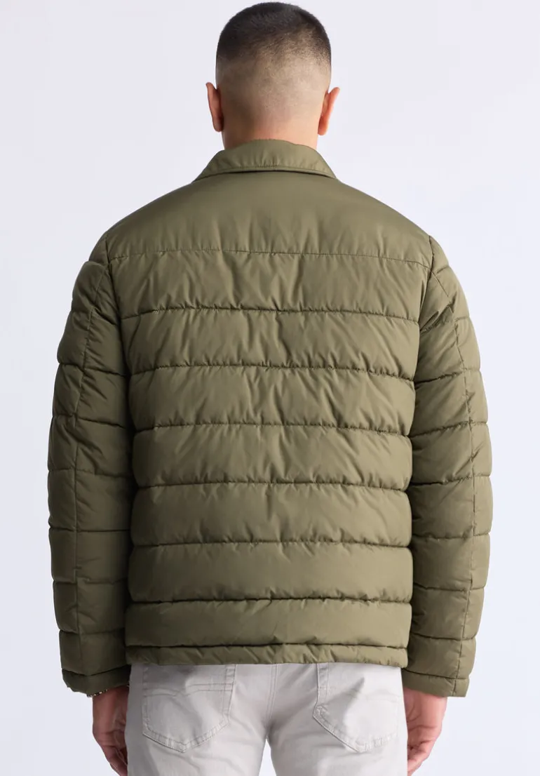 Aiden Men's Quilted Button-Front Jacket, Green - OBMFJ001