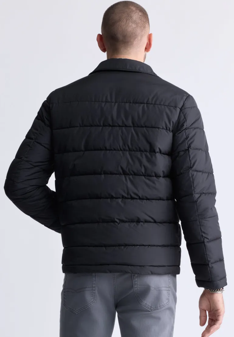 Aiden Men's Quilted Button-Front Jacket, Black - OBMFJ001