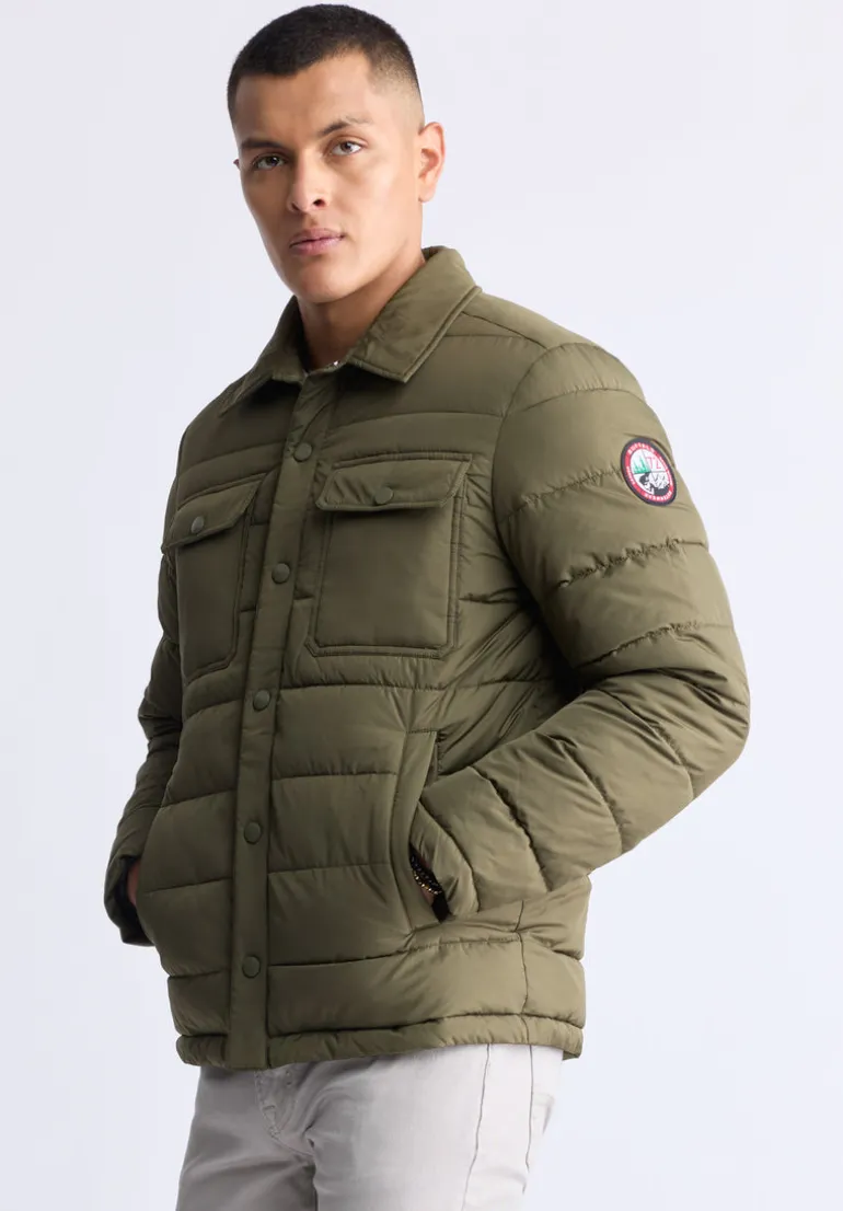 Aiden Men's Quilted Button-Front Jacket, Green - OBMFJ001
