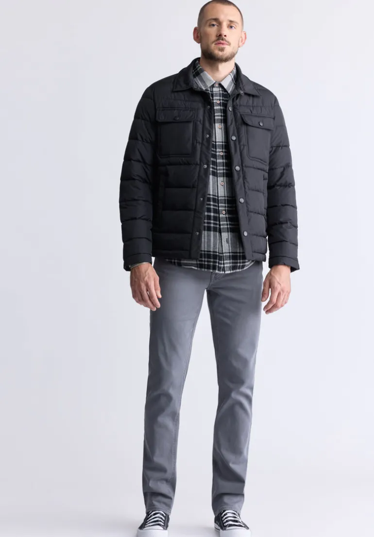 Aiden Men's Quilted Button-Front Jacket, Black - OBMFJ001