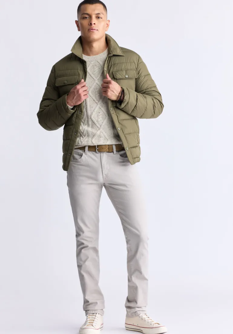 Aiden Men's Quilted Button-Front Jacket, Green - OBMFJ001