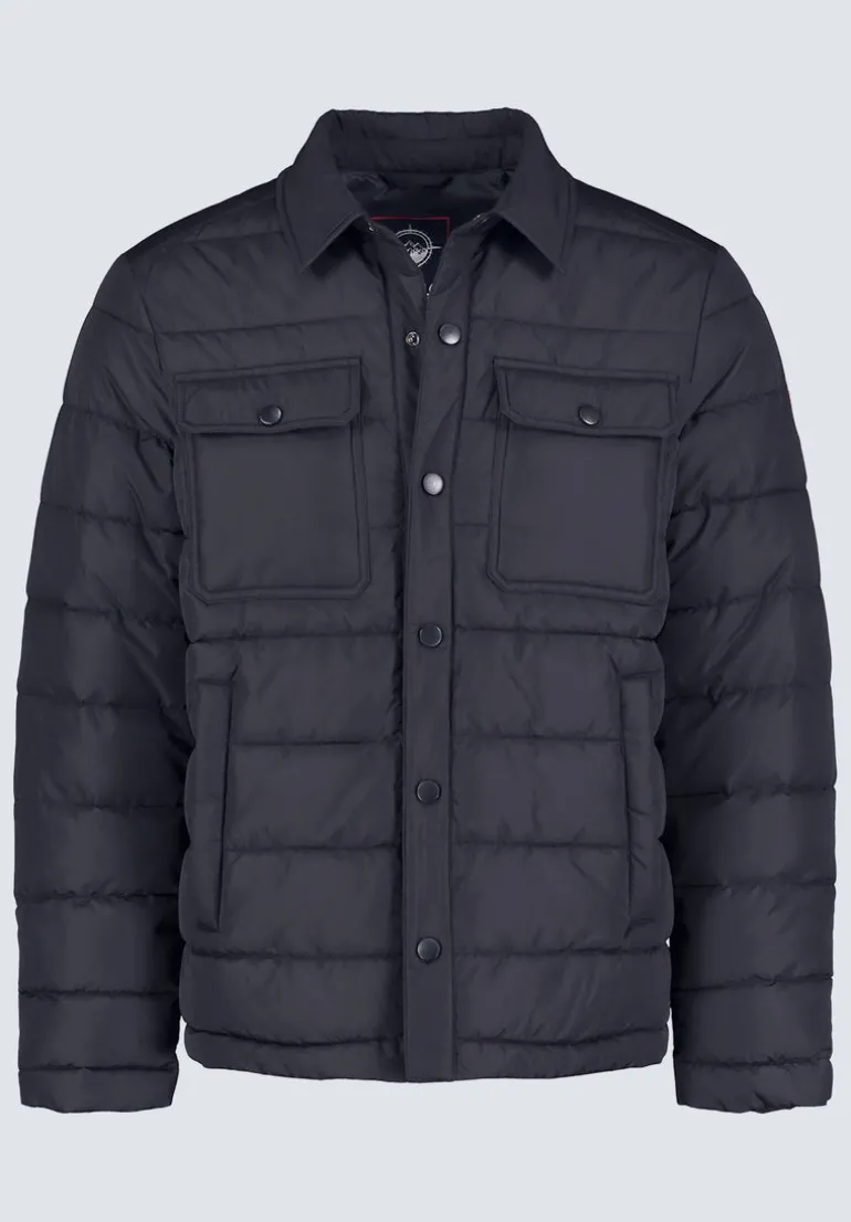 Aiden Men's Quilted Button-Front Jacket, Black - OBMFJ001
