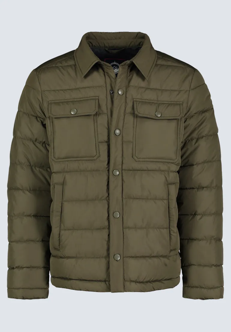 Aiden Men's Quilted Button-Front Jacket, Green - OBMFJ001