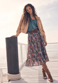 Aletta Women’s Floral Print Long Skirt, Spring Meadow - WS0006P