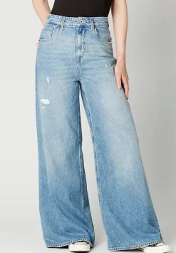 Alice Women's High Rise Super Wide Leg Jeans, Medium Blue - BL15823