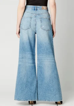 Alice Women's High Rise Super Wide Leg Jeans, Medium Blue - BL15823