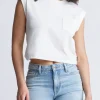 Amandine Women's Cap-Sleeve Crop Top, White - KT0149S