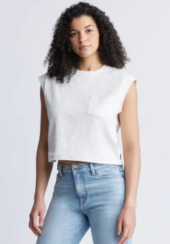 Amandine Women's Cap-Sleeve Crop Top, White - KT0149S