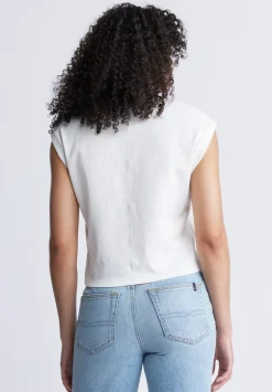 Amandine Women's Cap-Sleeve Crop Top, White - KT0149S