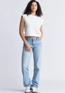Amandine Women's Cap-Sleeve Crop Top, White - KT0149S