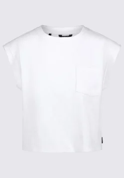 Amandine Women's Cap-Sleeve Crop Top, White - KT0149S