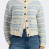Amaranth Women's Striped Open Knit Cardigan, Cloud & Blue - SW0113P