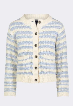 Amaranth Women's Striped Open Knit Cardigan, Cloud & Blue - SW0113P
