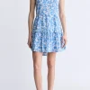 Ambra Women's Dress with Ruffles, Blue Flowers - WD0046S