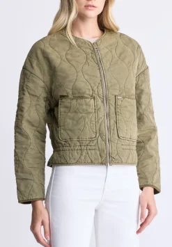 Annalee Women's Quilted Cropped Jacket, Olive Green - JK0025H