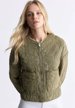 Annalee Women's Quilted Cropped Jacket, Olive Green - JK0025H
