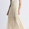 Assisi Women's Maxi Tiered Striped Dress, White and Yellow - WD0048S