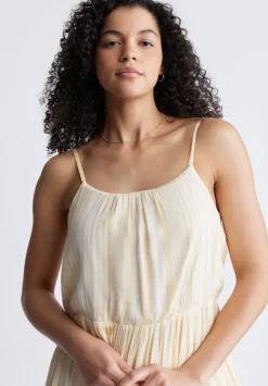 Assisi Women's Maxi Tiered Striped Dress, White and Yellow - WD0048S