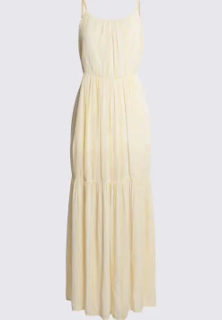 Assisi Women's Maxi Tiered Striped Dress, White and Yellow - WD0048S