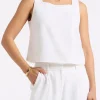 Benedita Women's Sleeveless Linen Top, Off-White - WT0186P