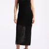 Bronwen Women's Sleeveless Open-Knit Midi Dress, Black - SD0009P