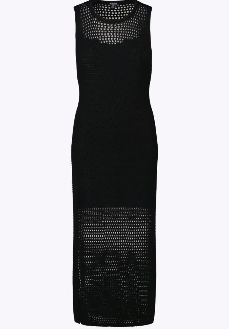 Bronwen Women's Sleeveless Open-Knit Midi Dress, Black - SD0009P