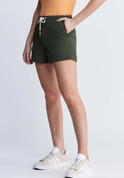 Casiane Women’s drawstring Shorts, Olive Green - WB0004P
