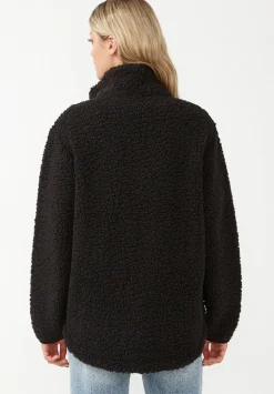 Caterina Women's Full Zip Sherpa Jacket, Black - JK0015F