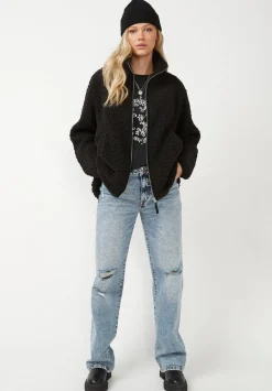 Caterina Women's Full Zip Sherpa Jacket, Black - JK0015F