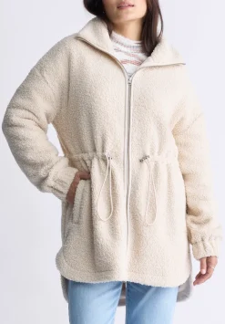 Citra Women's Cinch-Waist Full-Zip Sherpa Coat, Oatmeal - JK0038F
