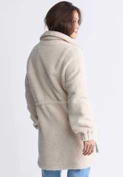 Citra Women's Cinch-Waist Full-Zip Sherpa Coat, Oatmeal - JK0038F