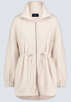 Citra Women's Cinch-Waist Full-Zip Sherpa Coat, Oatmeal - JK0038F