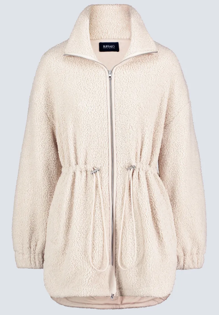 Citra Women's Cinch-Waist Full-Zip Sherpa Coat, Oatmeal - JK0038F