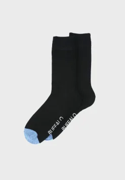 Classic Dress Socks With Heather Blue Contrast Toe - BUMC001
