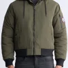 Cliff Men's Hooded Zip-Up Bomber Jacket, Green - OBMFB001