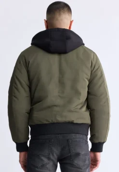 Cliff Men's Hooded Zip-Up Bomber Jacket, Green - OBMFB001