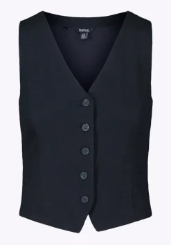 Coraline Women's Linen Button-Up Vest, Black - WT0173P