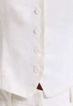 Coraline Women's Linen Button-Up Vest, Off-White - WT0173P