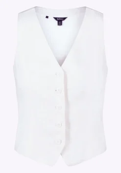 Coraline Women's Linen Button-Up Vest, Off-White - WT0173P