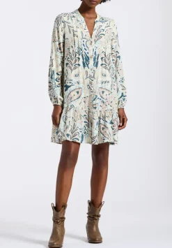 Darya Women's Boho-Print Long-Sleeve Tiered Short Dress, Paisley - WD0089P