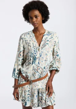 Darya Women's Boho-Print Long-Sleeve Tiered Short Dress, Paisley - WD0089P
