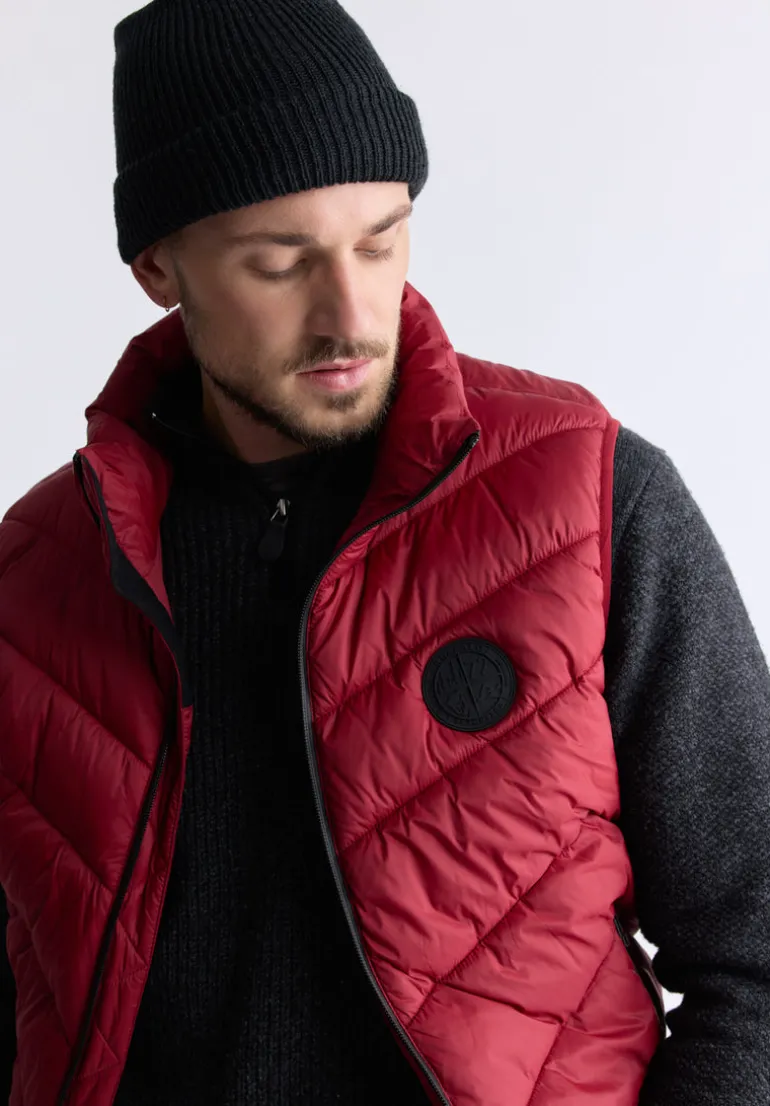 Davies Men's Puffer Vest, Chilli - OBMEF007
