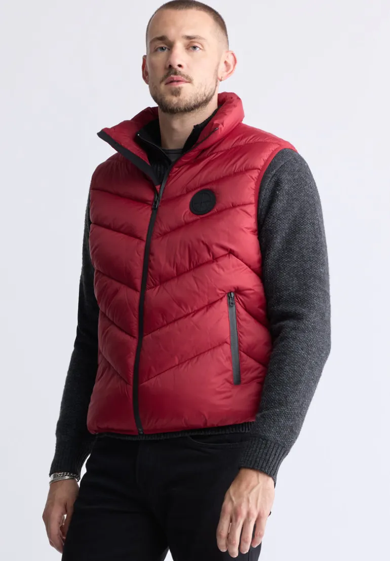 Davies Men's Puffer Vest, Chilli - OBMEF007