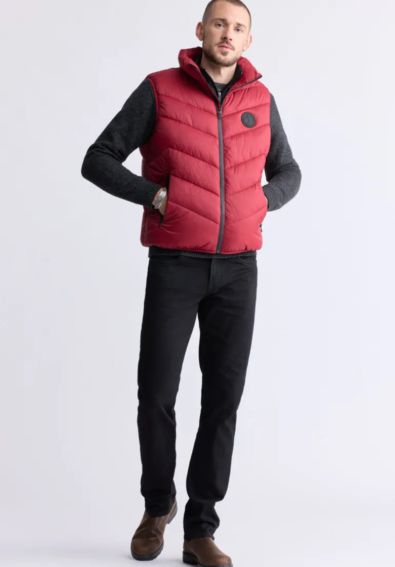 Davies Men's Puffer Vest, Chilli - OBMEF007